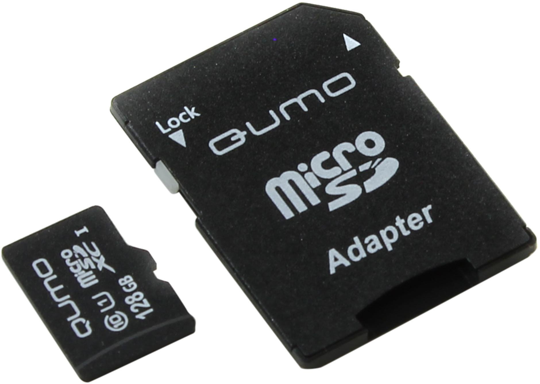 Карта памяти MicroSDXC 128Gb QUMO (class 10) UHS-I (+adapter)  (QM128GMICSDXC10U1)